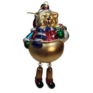 VTG Thomas Pacconi Dangle Legs Blown Bear Glass CHRISTMAS ORNAMENT HolidayDecor